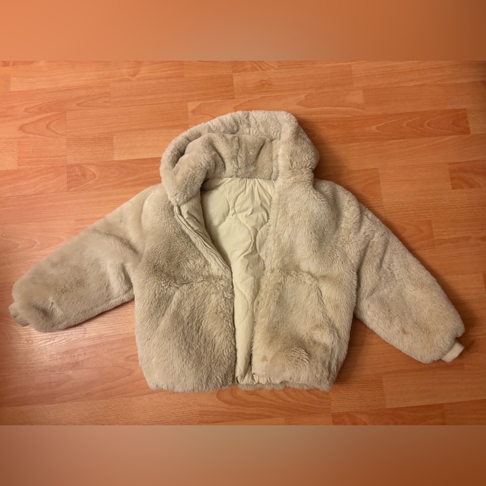 Zara Cream Reversable Faux Fur Kids Jacket